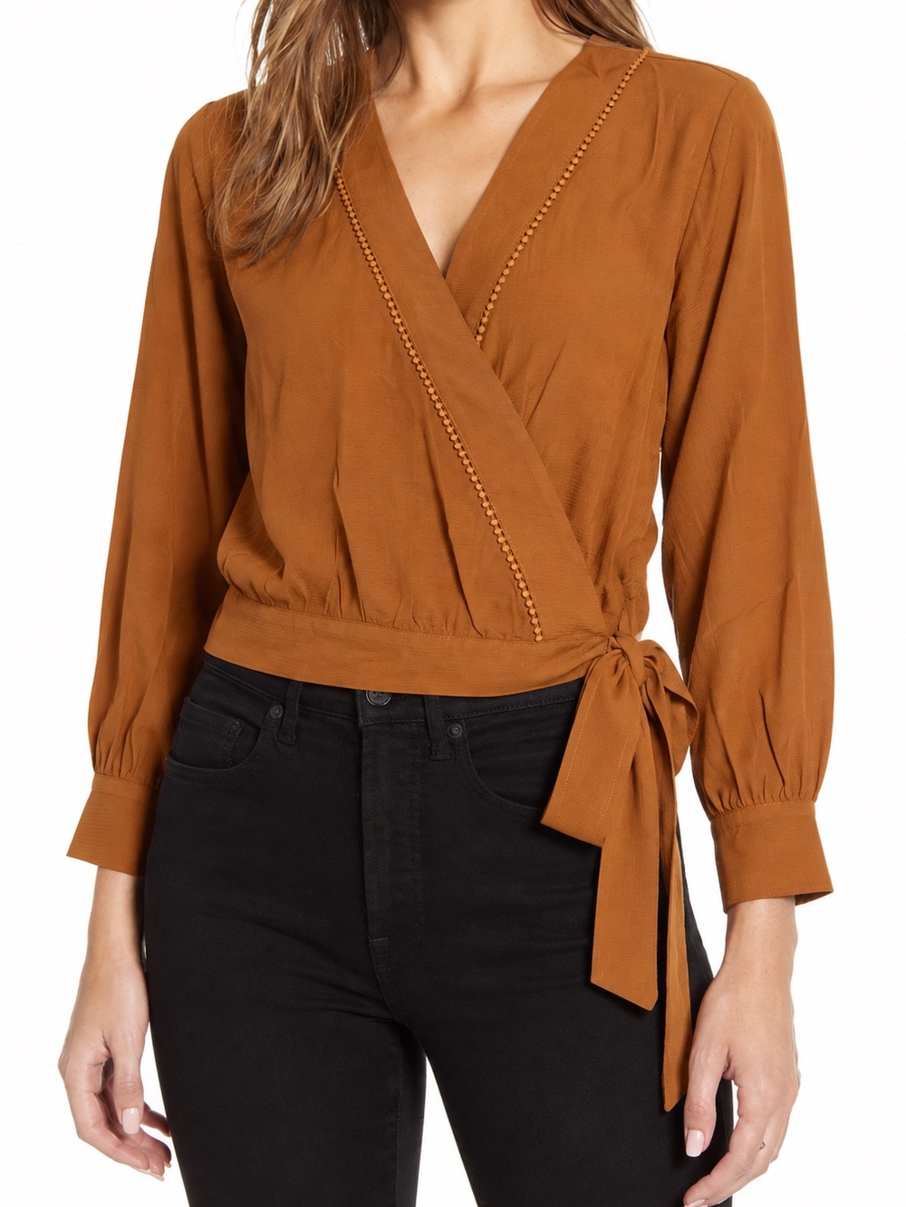 TULIP B | Rust Wrap Blouse with Side Tie